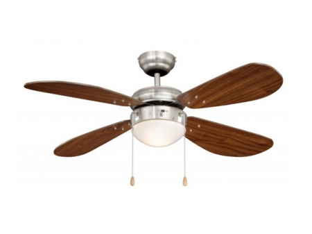 Deckenventilator Classic Satin Nickel, Flgel Walnuss 105 cm m. 